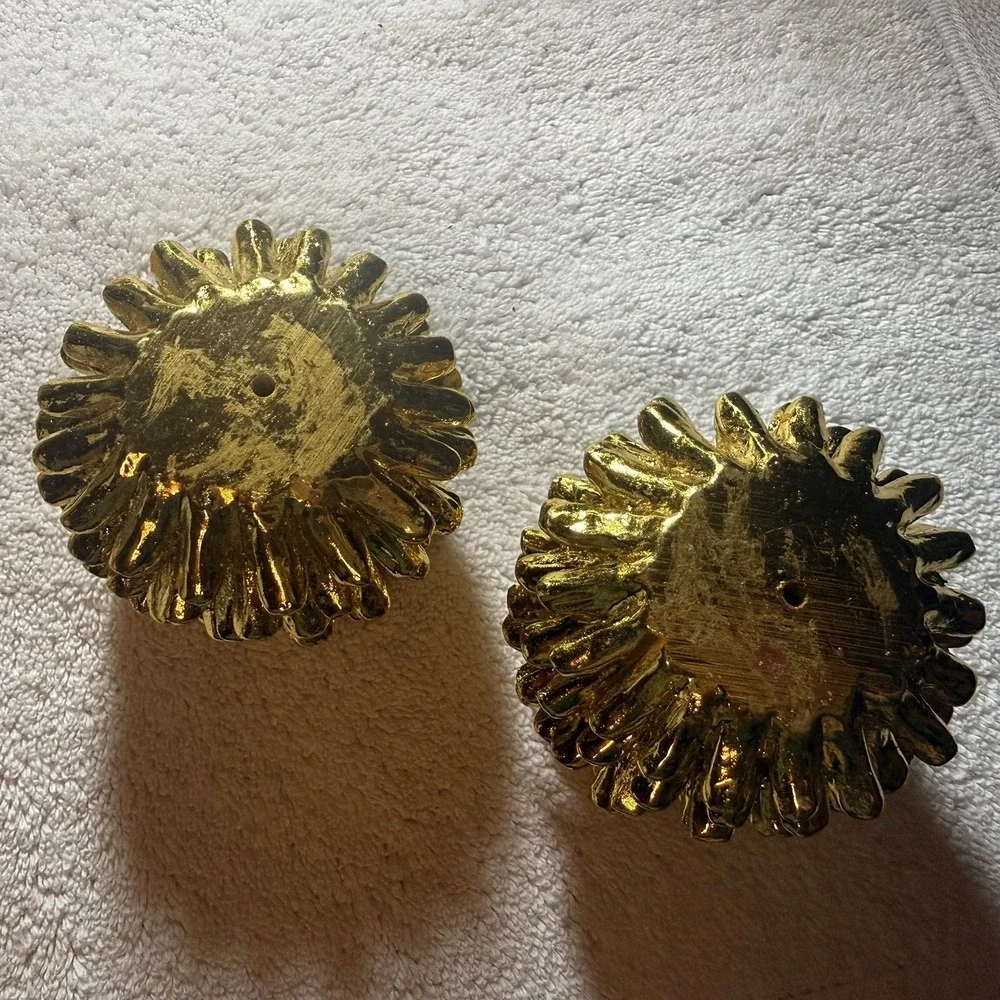 Golden Pinecone Taper Candleholders
